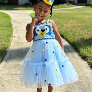 Bluey Inspired Costume Dress/Party Dress; Girls Bluey Halloween Costume/Blue Dog Tutu Dress/Bluey Halloween Dress/Bluey Birthday/Toddler