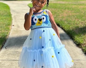Girls Bluey Inspired Flannel Dress: Mint Green Birthday Party Outfit - Etsy