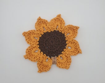 Sunflower Crochet Trivet | Woven Trivet | Handmade Yarn Trivet | Hand Knit Trivet | Housewarming Gift | Wedding Gift | Small 10"