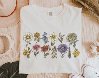 Vintage Cottagecore Shirt, Botanical Shirt, Boho Wildflowers Shirt, Vintage Botanical Flower Shirt, Wildflowers Shirt, Pressed Flowers Shirt