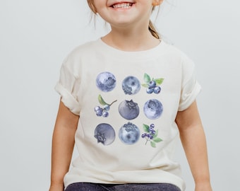 Toddler Fruit Shirt, Toddler Shirt, Kids Cottagecore Clothing, Cute Kids Clothes, Blueberry Shirt, Aesthetic Fruit Shirt, Gift for Toddler