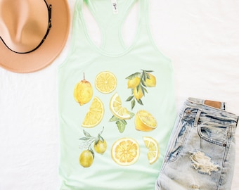 Lemon T-Shirt, Aesthetic Fruit Shirt, Food Tank Top, Lemon Shirt, Fruit Shirt, Vintage Shirt, Graphic Shirt, Graphic T For Women, Boho Shirt