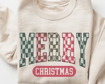 Merry Christmas Sweatshirt, Retro Christmas Sweatshirt, Womens Christmas Shirt, Christmas Crewneck, Holiday Sweater, Xmas Shirt, Holiday