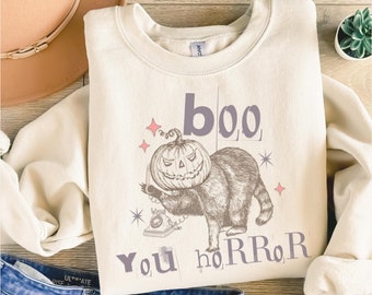 Boo You Horror, Funny Raccoon Shirt, Funny Halloween Sweatshirt, Raccoon Shirt, Spooky Season Shirt, Halloween Shirt, Funny Halloween Gift