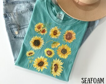Sunflower Shirt, Boho Flower Shirt, Wildflower Shirt, Cottagecore Shirt, Fall Flower Shirt, Cute Fall Shirt, Plant Lover Gift, Garden Shirt