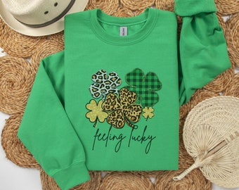 St. Patricks Day Sweatshirt for Women, Cute Lucky Sweatshirt, Lucky Crewneck, Irish Sweatshirt, St Pattys, Happy Shamrock Shirt, Irish Shirt