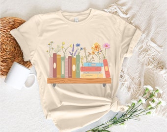 Bookish shirt, Book Lover Shirt, Funny Bookworm Gift, Reading Shirt, Book Shirt, Librarian Shirt, Botanical Shirt, Flower Book Shirt,