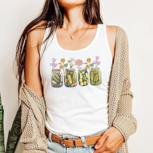 Vintage Canned Pickles Shirt, Food Tank Top, Pickle Lover Shirt, Pickle Jar Shirt, Canning Season Shirt, Gift for Gardener, Homemade Pickles