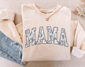 Comfort Colors® Mama Shirt, Mama Sweatshirt, Floral Mama Sweatshirt, Momma Sweatshirt, Cute Mom Shirt, Gift for Mama, Mother's Day Gift, Mom