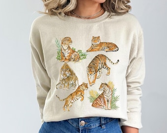 Tiger Shirt, Tiger Sweatshirt, Tiger Crewneck, Tiger Tee, Aesthetic Shirt, Aesthetic Clothes, Indie Shirt, Tiger Gift, Jungle Shirt, Tiger T