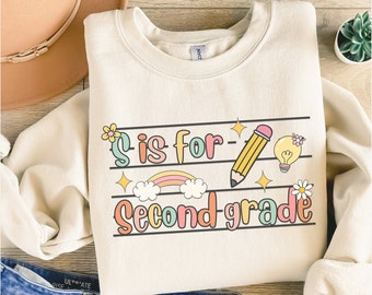 Second Grade Teacher Sweatshirt, Second Grade Teacher Shirt, Teacher Sweatshirt, Teach Sweatshirt, Back to School, Cute Teacher Gifts, Teach