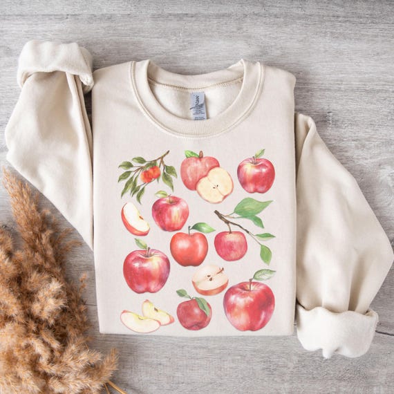 Apple Sweatshirt, Apple Shirt, Cute Fall Shirt, Aesthetic Fruit Shirt, Fall Sweatshirt, Autumn Sweatshirt, Vintage Fall,Aesthetic Fall Shirt
