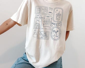 Chemise livres Comfort Colors®, chemise livresques, chemise bibliophile, chemise de lecture, t-shirt cottagecore, chemise rat de bibliothèque, cadeau pour amoureux des livres, cadeau livresque
