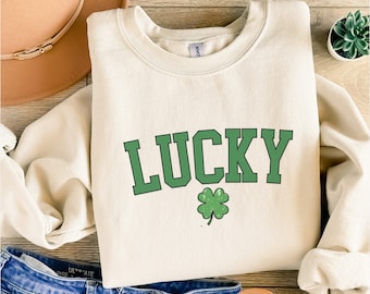 Lucky Crewneck, Cute Lucky Sweatshirt, St. Patricks Day Sweatshirt for Women, Happy Shamrock Shirt, Irish Sweatshirt, St Pattys, Irish Shirt