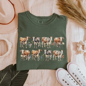 Cow Shirt, Farming Shirt, Cows Shirt, Floral Cow Shirt, Cattle Shirt, Girl Farmer, Cattle Ranch,Western Shirt,Farming Gifts,Cottagecore Farm