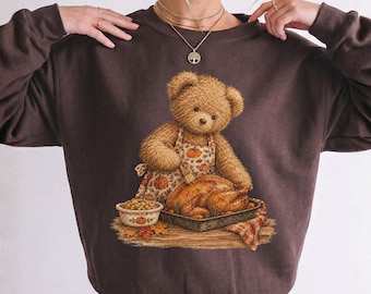 Sudadera de Acción de Gracias, Sudadera vintage de otoño, Suéter de otoño, Camiseta de otoño de Acción de Gracias, Sudadera Cabincore de cuello redondo para la temporada acogedora, Sudadera de cuello redondo acogedora