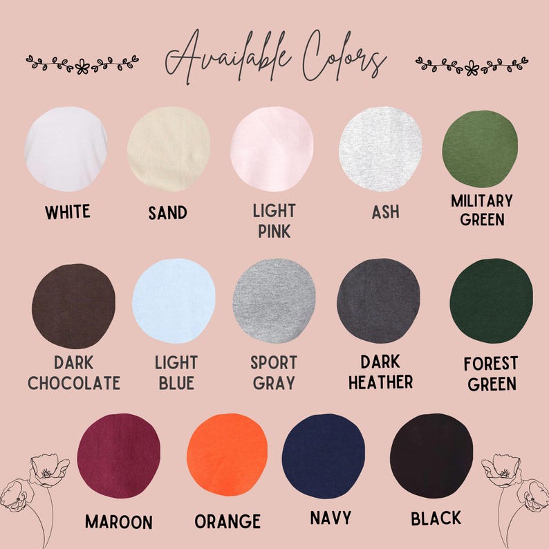 Pode incluir: Um gr&aacute;fico que mostra 14 op&ccedil;&otilde;es de cores diferentes para um produto. As cores s&atilde;o: branco, areia, rosa claro, cinza, verde militar, chocolate escuro, azul claro, cinza esportivo, cinza escuro, verde floresta, vinho, laranja, azul marinho e preto.