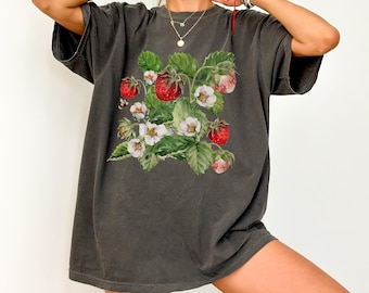 Comfort Colors® Strawberry Shirt, Strawberry Tshirt, Boho Fruit Shirt, Foodie Vintage Graphic Shirt, Aesthetic Fruit Shirt, Strawberry Lover