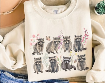 Camiseta de mapache, Camiseta de mapache estilo cottagecore, Flores silvestres, Camiseta vintage de mapache, Camiseta divertida de mapache, Camiseta extragrande, Mapache dotado, Dotado