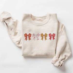 Christmas Sweatshirt, Womens Christmas Sweatshirt, Christmas Bow Shirt, Christmas Sweater, Cute Christmas Shirt, Christmas Lights Shirt