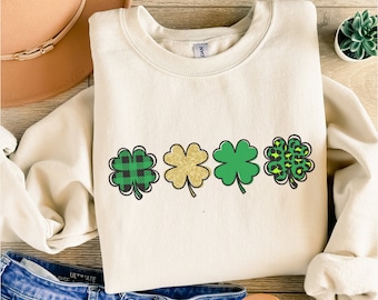 Cute Lucky Sweatshirt, St. Patricks Day Sweatshirt for Women, Happy Shamrock Shirt, Irish Sweatshirt, Lucky Crewneck, St Pattys, Irish Shirt