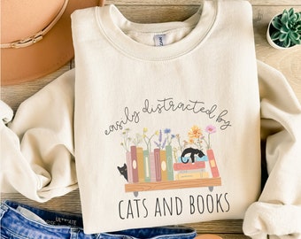Bookish shirt, Cute Cat Book Sweatshirt, Book Lover Shirt, Reading Sweatshirt, Book Shirt, Librarian Shirt, Funny Bookworm Shirt, Book Club