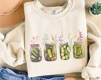 Vintage Canned Pickles Shirt, Pickle Sweatshirt, Pickled, Pickle Lover Shirt, Pickle Jar Shirt, Canning Season Shirt, Gift for Gardener, Jar
