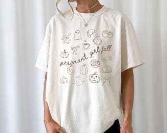 Comfort Colors® Pregnancy Shirt, Pregnant Girl Fall, Pregnancy Announcement Shirt, Fall Pregnancy Announcement, Baby Shower, Baby Reveal Tee
