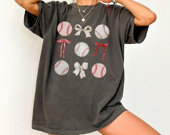 Comfort Colors® Baseball Mama Shirt, Baseball Lover Shirt, Baseball Shirt, Baseball Season, Women's Baseball, Baseball Bow Tee, Mother's Day