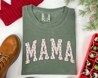 Christmas Mama Shirt, Mama Bow Shirt, Merry Christmas Shirts, Festive Shirt, Holly Jolly Shirt, Retro Christmas Shirt, Merry Christmas Gift