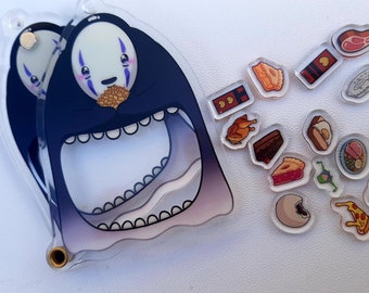 Portachiavi Shaker apribile Faceless Spirit / Ciondolo Shaker ispirato a No-Face