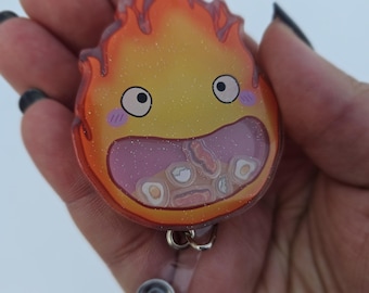 Fire Demon Shaker Badge Reel | Anime Spirit ID Badge Holder