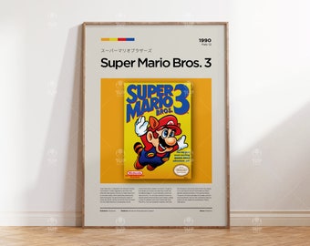 Super Mario Bros 3 Poster, NES Poster, Nintendo Poster, Mario Poster, Video Game Poster, Video Game Print, Mario Print, Printable