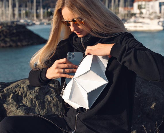 White Designer Leather Banana 3d Bum Bag, Woman Funny Pack, Gift