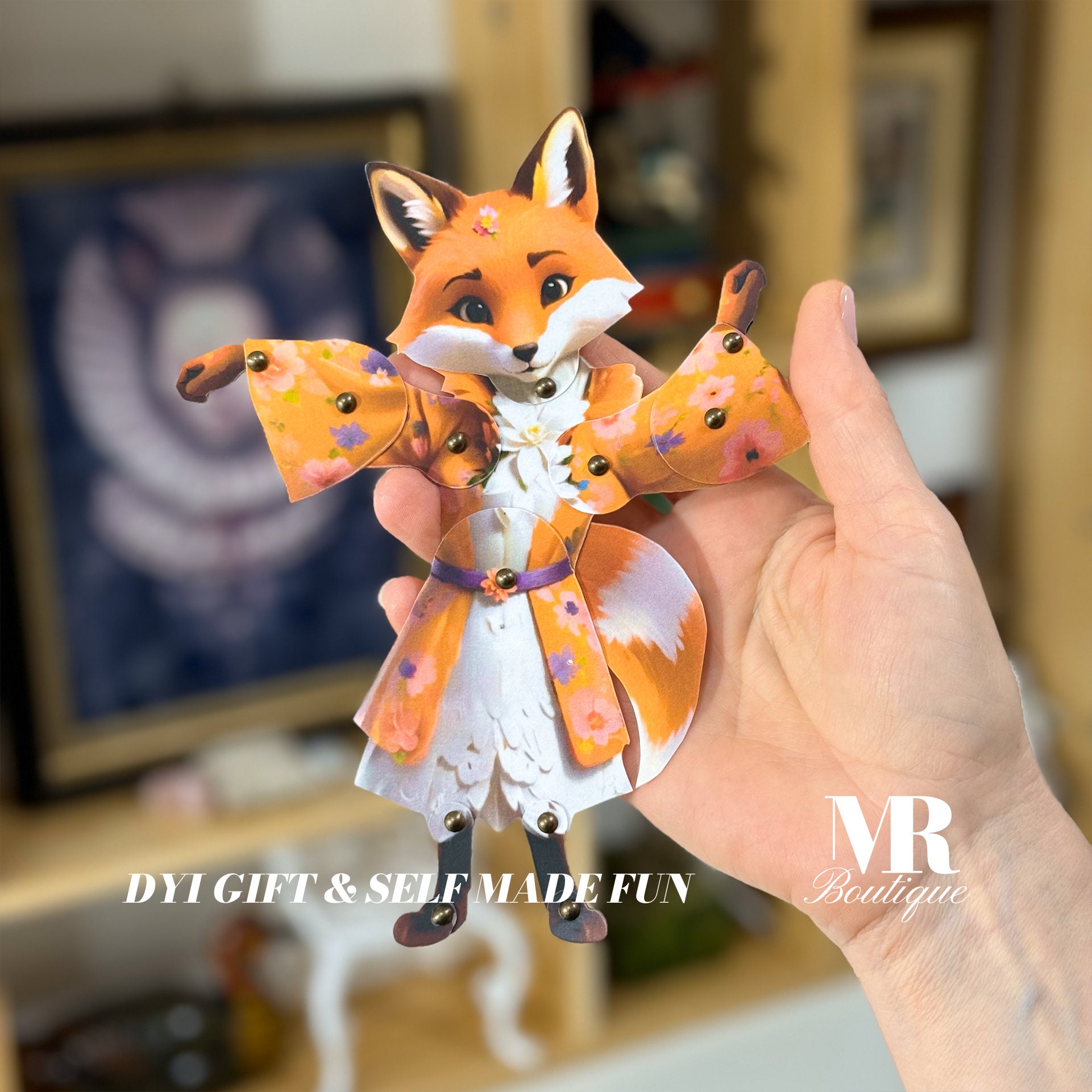 Floral Fox Movable Paper Doll: DIY Craft Kit (printable) - Etsy