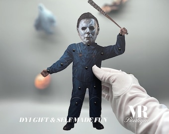 Michael Myers Movable Paper Doll - DIY Horrorfilm inspirierte Papierpuppe für Halloween Dekor, Geschenk, Basteln, Sammlerstück kreative DIY Aktivität