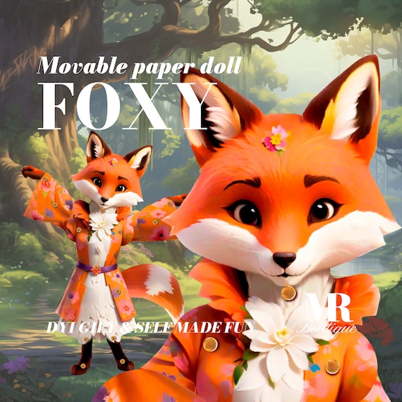 Floral Fox Movable Paper Doll: DIY Craft Kit (printable) - Etsy