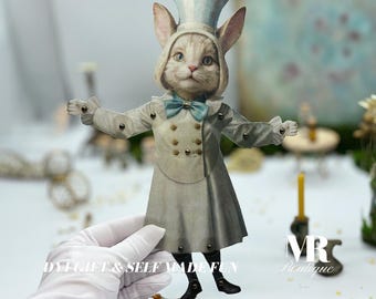 White Rabbit Movable Paper Doll DIY Kit - ALICE in WHIMSYLAND Collection, Perfect Unique Gift for Fantasy Lovers and Collectors
