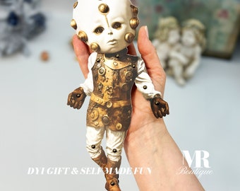 Articulated Steampunk Doll Kit with Golden Egg • Printable Victorian-Inspired Paper Model Art Cultural Decor DIY • Movable Articulated Doll