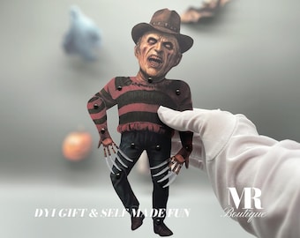 Freddy Krueger bewegliche Papierpuppe, Horrorfilm inspiriert DIY Bastelset für Sammler und Halloween-Enthusiasten, digitaler Download DIY Kit