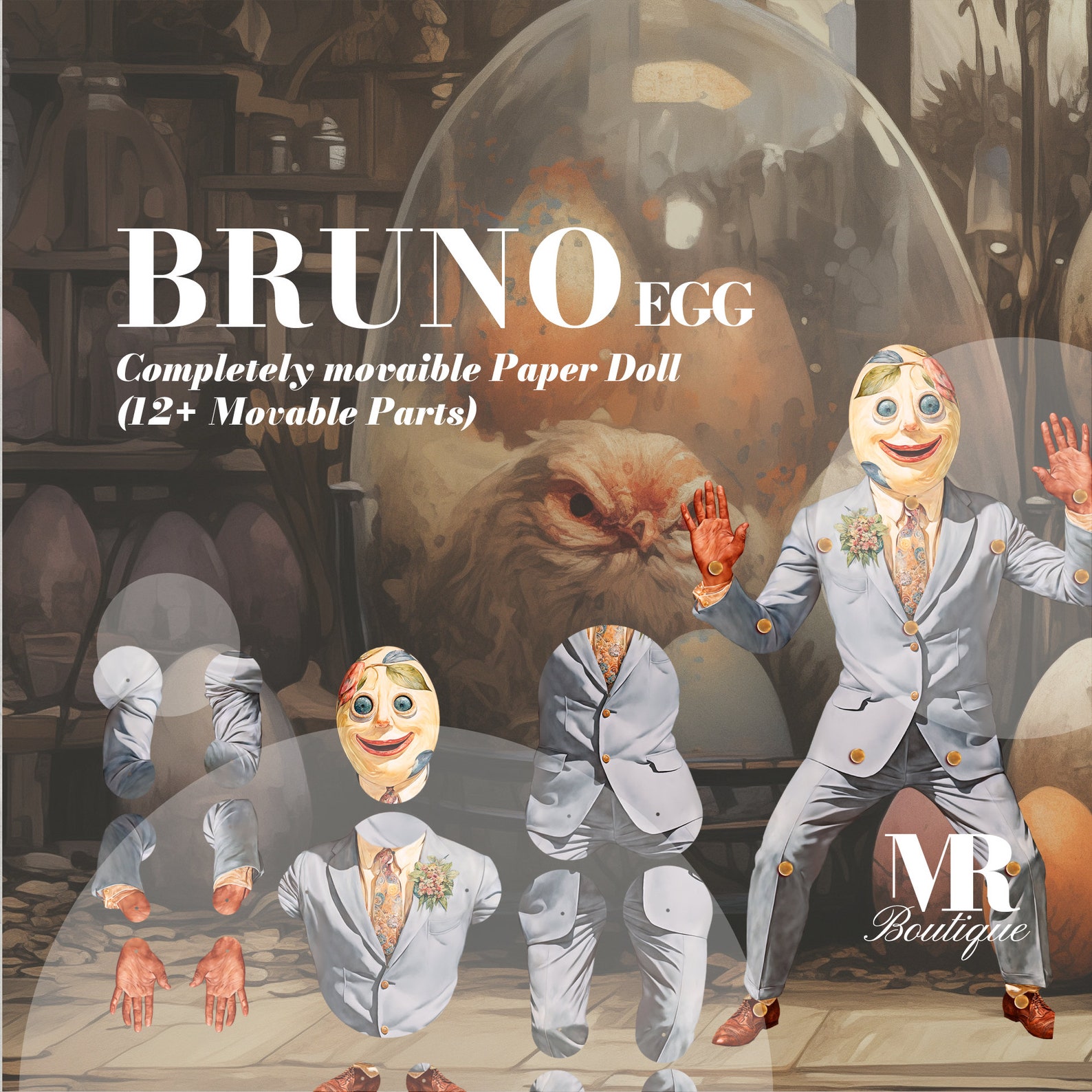 Bruno Egg Humpty Dumpty Paper Doll: DIY Articulated Toy (digital ...