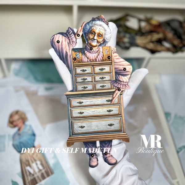 Victorian Granny - Articulated Antique Dresser Doll Craft DIY Party Fun Articulated Movable Vintage Paper Doll • Cute Creature Doll