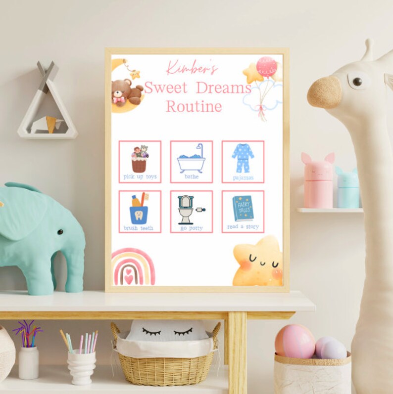 Editable Bedtime Routine Chart for Toddler Bed Time Routine Chart for