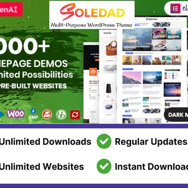 Soledad 8.4.8 Multipurpose WordPress Theme AMP Elementor GPL Blog Magazine Websites Lifetime Updates Unlimited Websites