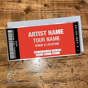 Personalisierte folierte rote Konzertkarten | Farb- und Folienkarte | Kunstkarten | Souvenir-Karte