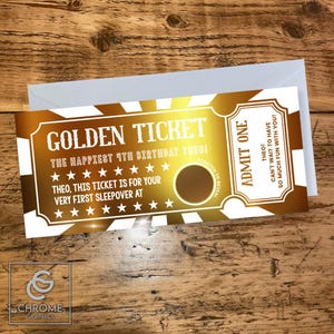 Personalisierter Kratzer, um Goldenes Ticket zu enthüllen | Geburtstagsüberraschungsgeschenk | Überraschungs-Weihnachtsgeschenk | Goldene Eintrittskarte