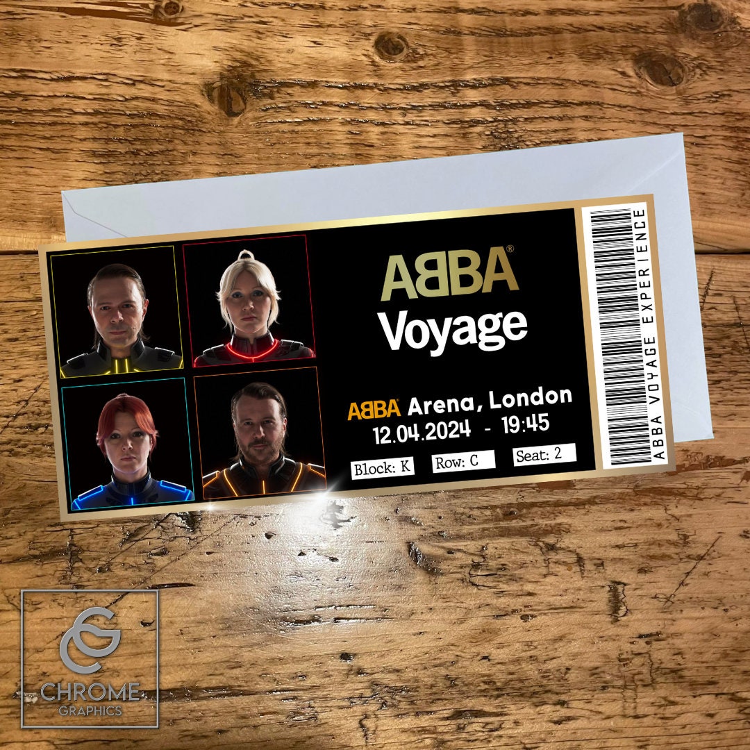 Personalised Abba Voyage Ticket Full Colour And Foil Ticket Foiled 