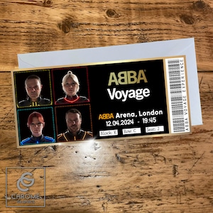 Personalisierte Abba Voyage Ticket | Vollfarbe und Folienkarte | Folierte Konzertkarte