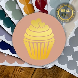 Foiled Cupcake Aufkleber | Kuchengeschmack Aufkleber | Luxus Gastronomie Aufkleber