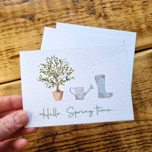 Aquarell Design Frühling Postkarten | Hallo Frühlingszeit